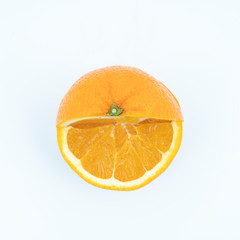 An orange cut