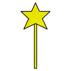 retro grunge texture cartoon star wand