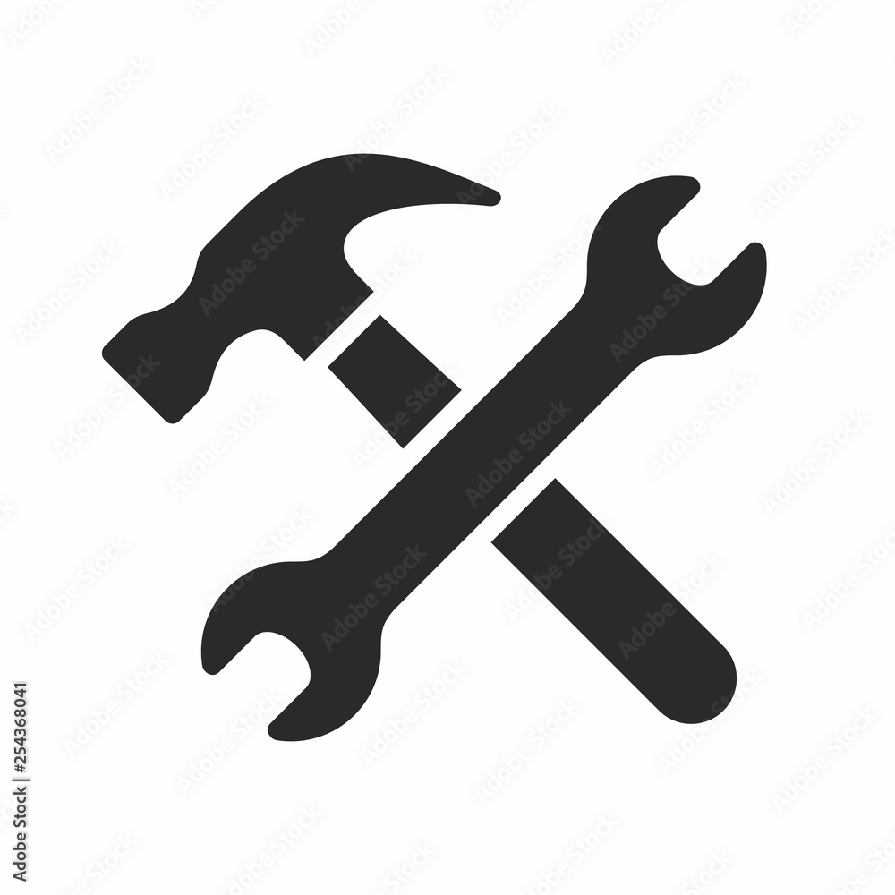 Wall mural Wrench and hammer, tools icon