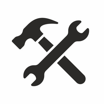 Wrench and hammer, tools icon