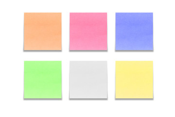 Set of multicolored sticky notes isolated on white background