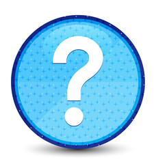 Question mark icon galaxy cyan blue round button