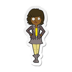 sticker of a cartoon girl in jacket
