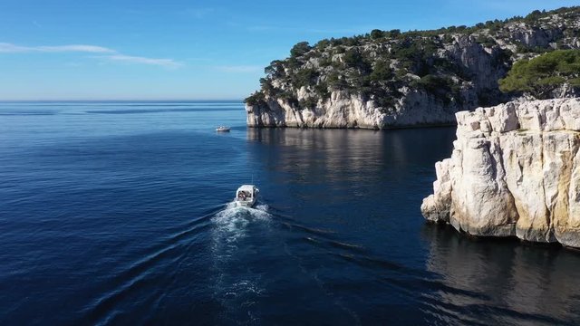 Aerial view  of Calanques National park near Cassis fishing village.