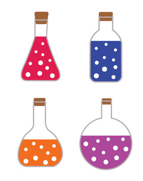 Vector chimical glass flascks.