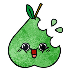 retro grunge texture cartoon green pear