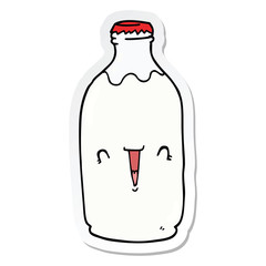 sticker of a cute cartoon milk bottle