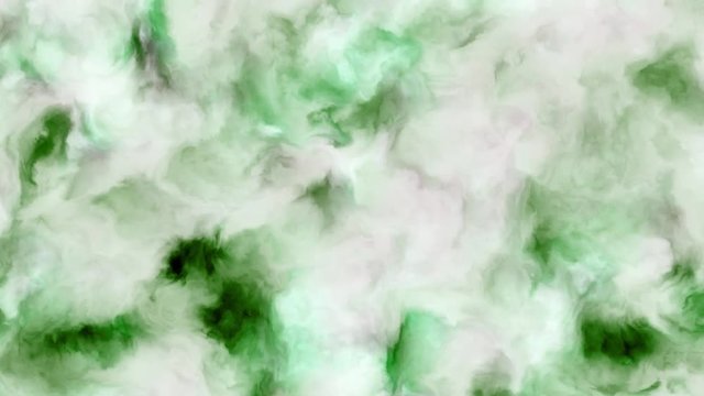 Loopable 4k video of milky white green clouds in a nebula in space, slowly moving, forming and dissolving, 4k, 3840p, 24fps