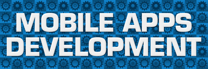 Mobile Apps Development Blue Gears Square Texture 