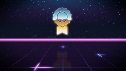 synthwave retro design icon of prize