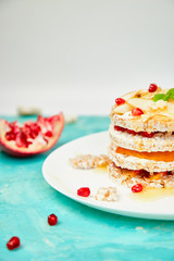 Vegan, diet, organic natural birthday cake with rice crisp