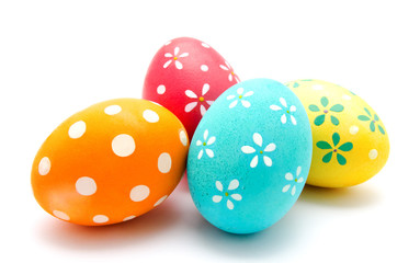 Obraz premium Perfect colorful handmade easter eggs isolated