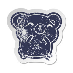 distressed old sticker kawaii cute happy bear
