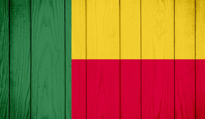 Flag of Benin on wooden background