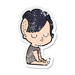 distressed sticker of a cartoon woman