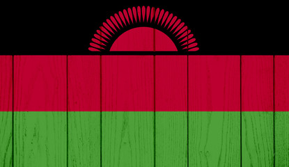 Flag of Malawi on wooden background