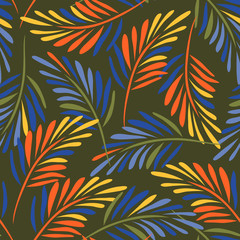 Materiał do szycia Herbal seamless pattern. Beautiful elegant date branch texture. Unique hand drawn palm tree branch. Great for sketchbooking, fabric, textiles, apparel, covers, wallpapers, wrapping paper, tiles, backg