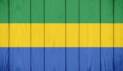 Flag of Gabon on wooden background