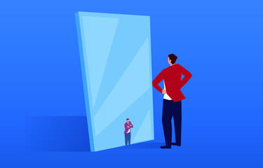Fototapeta premium The businessman in the mirror has become small