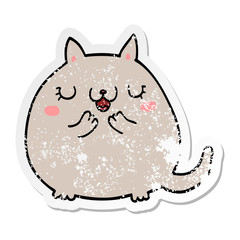 distressed sticker of a cartoon cute cat
