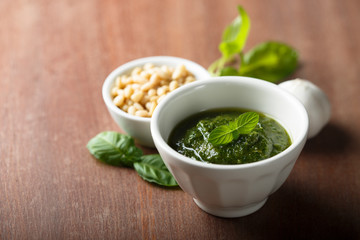 Homemade pesto sauce