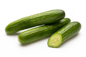 Fresh cucumber on white background.