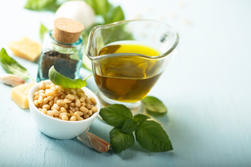 Homemade pesto sauce ingredients