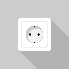 White socket with shadow in flat design on gray background