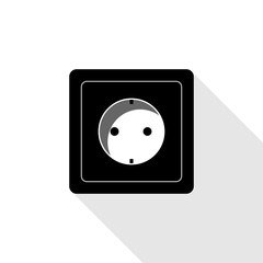 Black socket with shadow in flat design on white background