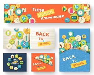 Back to school information pages set. Education template of flyear, magazines, posters, book cover, banner. Exam infographic concept background. Layout illustration template pages with typography text