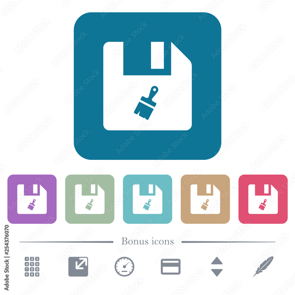 Aufkleber paste file flat icons on color rounded square backgrounds