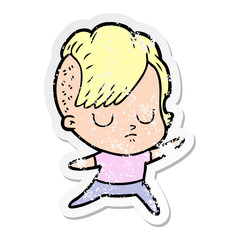 distressed sticker of a cartoon woman