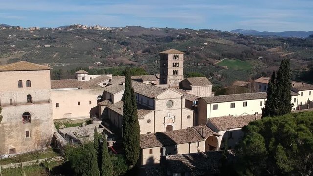 Abbey of Farfa (Lazio, Italy) - It's one of the most famous catholic abbeys of Europe of Benedictine Order, near Rome. Aerial view
