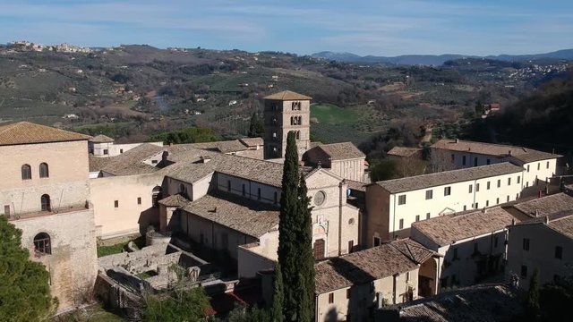 Abbey of Farfa (Lazio, Italy) - It's one of the most famous catholic abbeys of Europe of Benedictine Order, near Rome. Aerial view