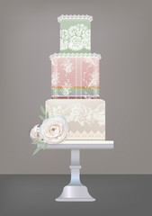 wedding cake with lace decoration