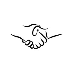 HandshakHandshake. Hand drawn handshake vector illustration. Sketch drawing handshake symbol.e