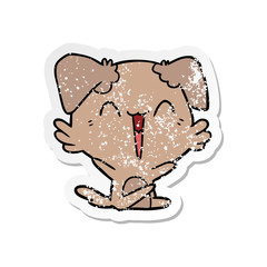 Obraz premium distressed sticker of a happy little dog cartoon