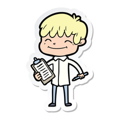 sticker of a cartoon happy boy