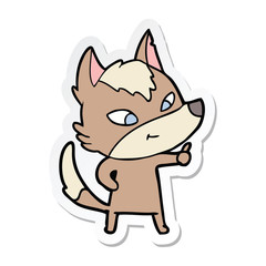 sticker of a friendly cartoon wolf