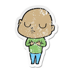 distressed sticker of a cartoon bald man