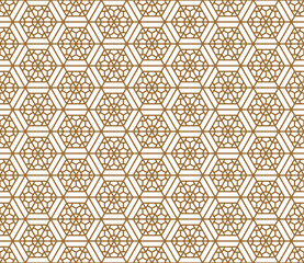 Seamless japanese pattern shoji kumiko in golden.