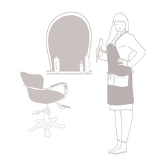 Illustration in vector, the situation in the barbershop