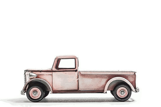 Retro miniature truck. illustration. レトロなミニチュアのトラック　イラスト