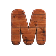wood letter M - Capital 3d wooden plank font - suitable for nature, ecology or decoration related subjects