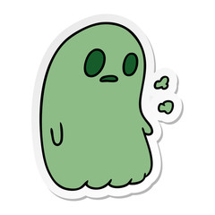 sticker cartoon of a kawaii cute ghost