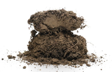 Dirt chunks, lumps isolated on white background