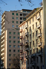 Residential buildings along corso Sempione in Milan