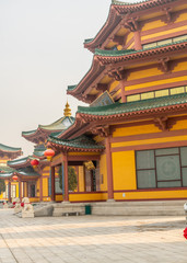 traditional Chinese architecture and  pavilion in the complex of nanshan temple at longkou City in Lushan Mountain in Shandong Province of China