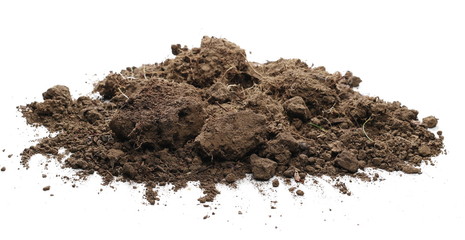Dirt chunks, lumps isolated on white background