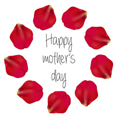 Happy mother's day postcard. card or festive banner template with elegant lettering, wild red rose petals